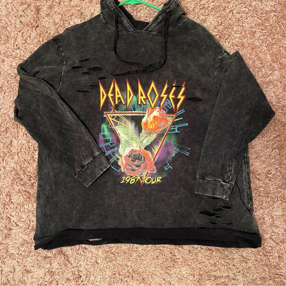 Torrid insider collection dead roses hoodie pullover destructed punk grunge goth